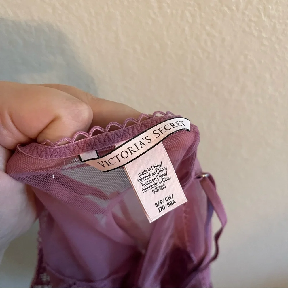 VICTORIA'S SECRET Lace Mauve Mesh Babydoll Top Women's Size Small - Picture 9 of 10